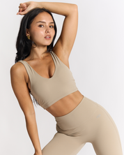 BEFREE U-scooped Top - Almond