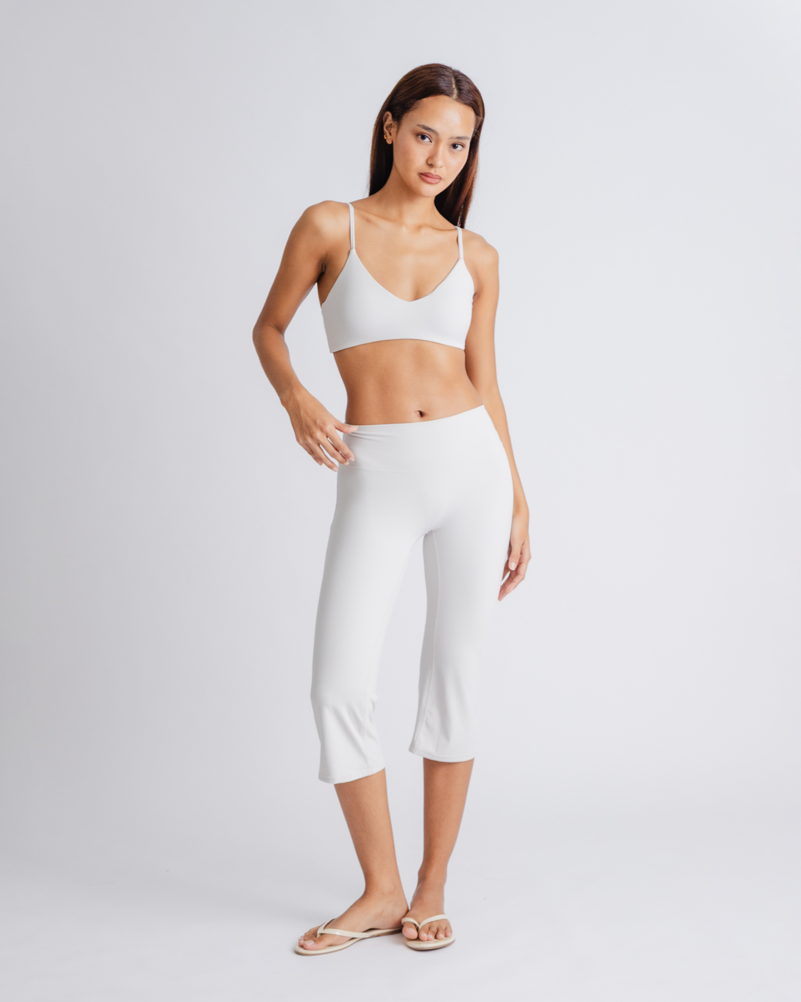 Flared Capri - Grey White