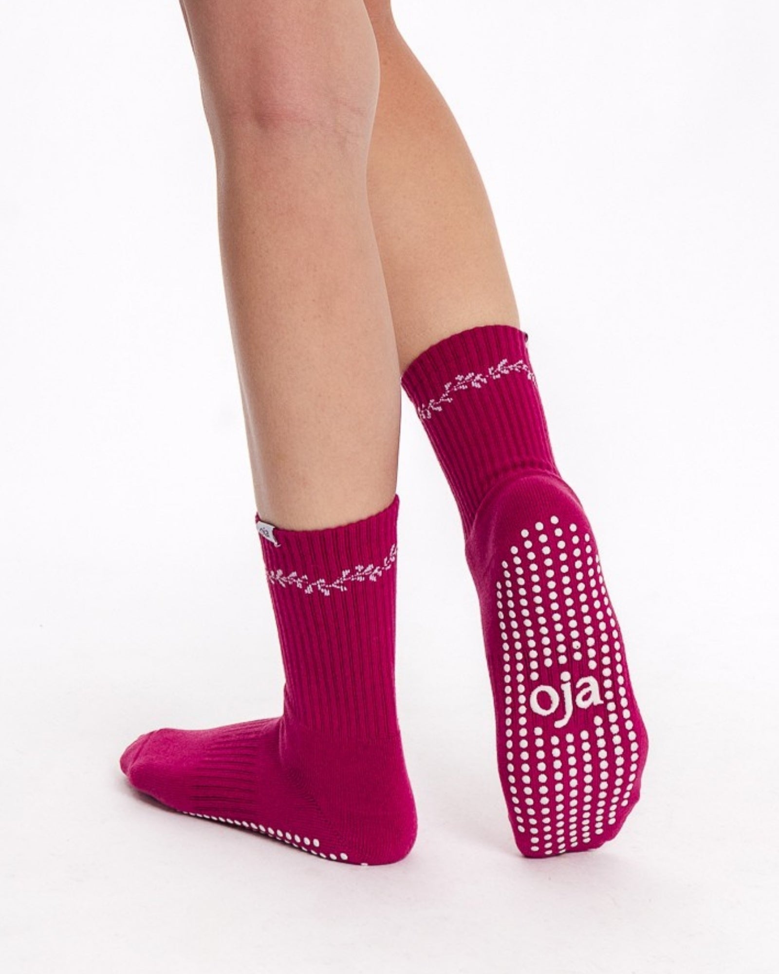 Raspberry Grip Socks