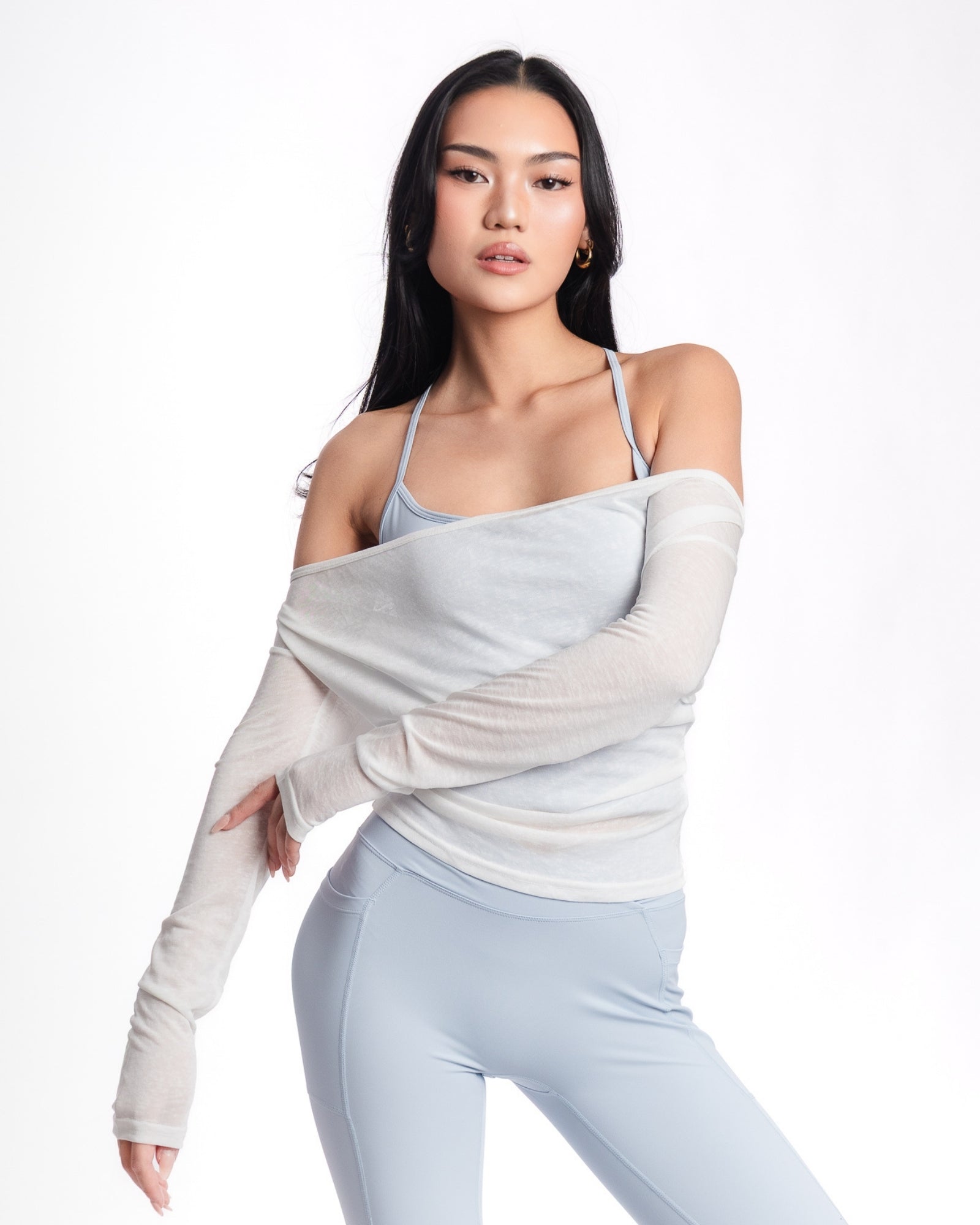 Multi Long Sleeves Top - White