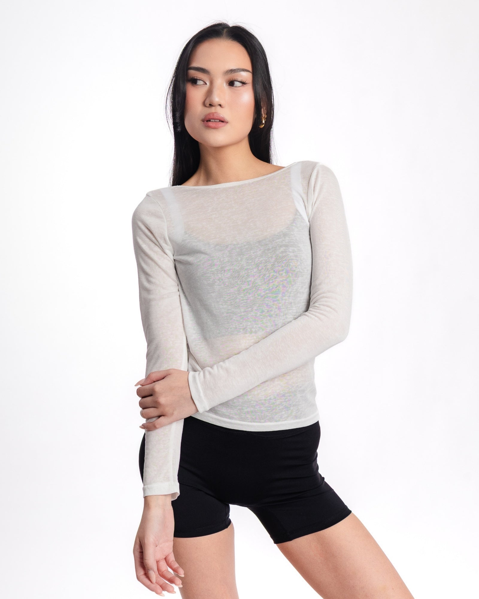Multi Long Sleeves Top - White