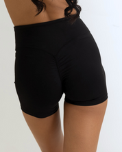 Back View Zoom Featuring Invisible Scrunch black Color Ease Form Shorts From OJA Wear Philippines - Activewear & Athleisure for Pilates and Workouts
