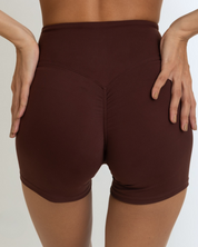 Back View Zoom Featuring Invisible Scrunch Espresso Color Ease Form Shorts From OJA Wear Philippines - Activewear & Athleisure for Pilates and Workouts