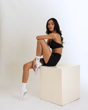 OJA Wear - Elevated Essentials Grip Socks - White with Black Embroiderry Logo - Premium Activewear & Athleisure for Pilates and Workouts - Philippines
