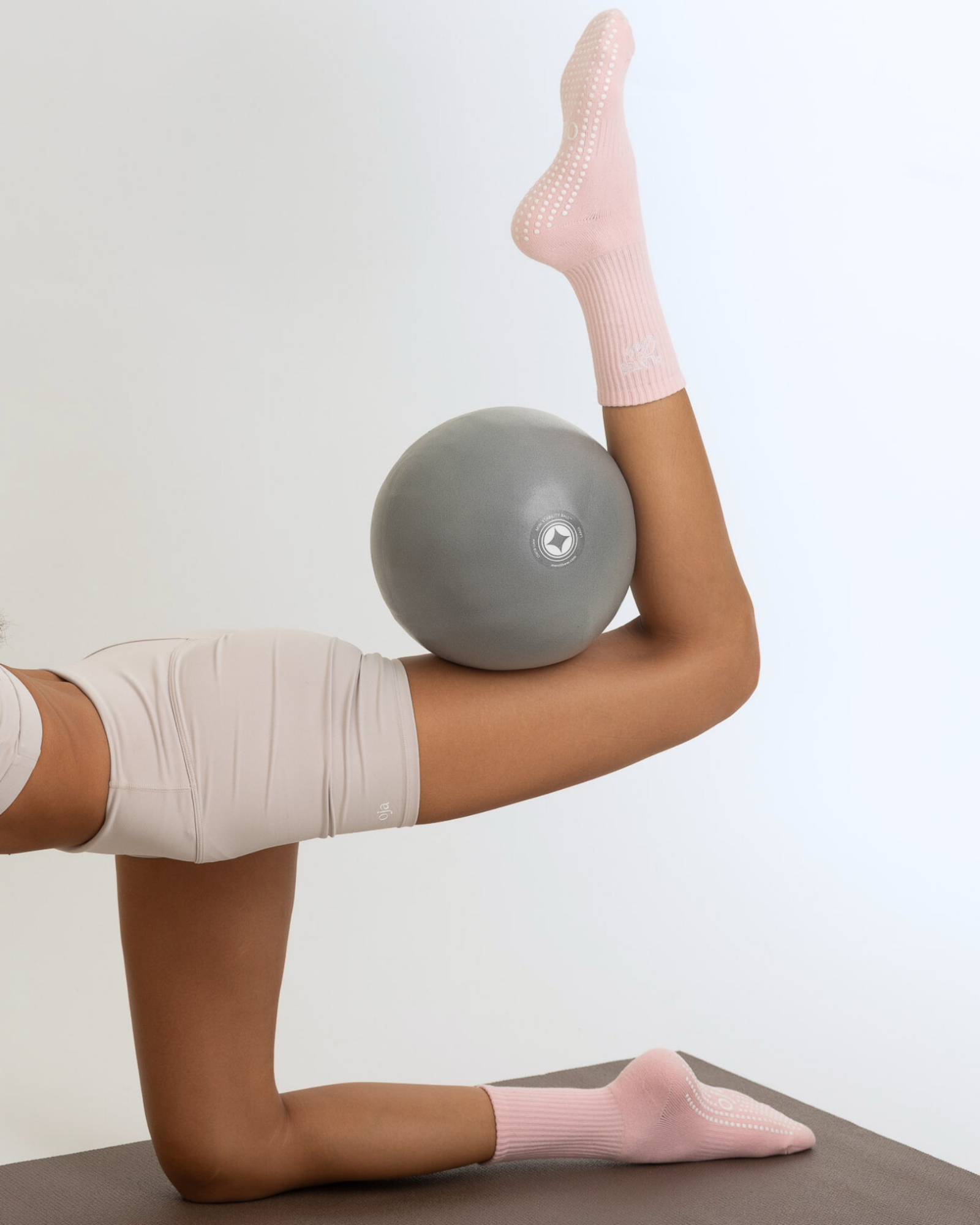 OJA Wear - Elevated Essentials Grip Socks - Blush pink with white Embroiderry - Premium Activewear & Athleisure for Pilates and Workouts - Philippines